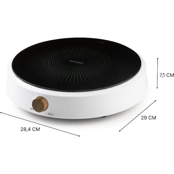 Induktionsplatta - DOMO - DO30112IP - 2000 W - 1 kokzon - Rund vit design