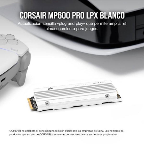Hårddisk - CORSAIR - MP600 Pro LPX NVMe SSD - 4 TB - vit