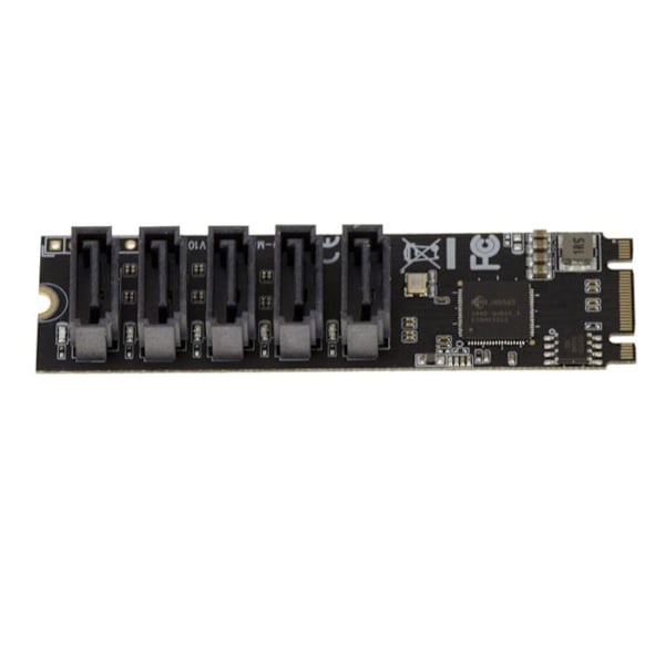 M.2 (M2 NGFF) styrkort typ PCIe M eller B+M Key 5 port SATA 3.0 6Gbps med JMB585 Chipset