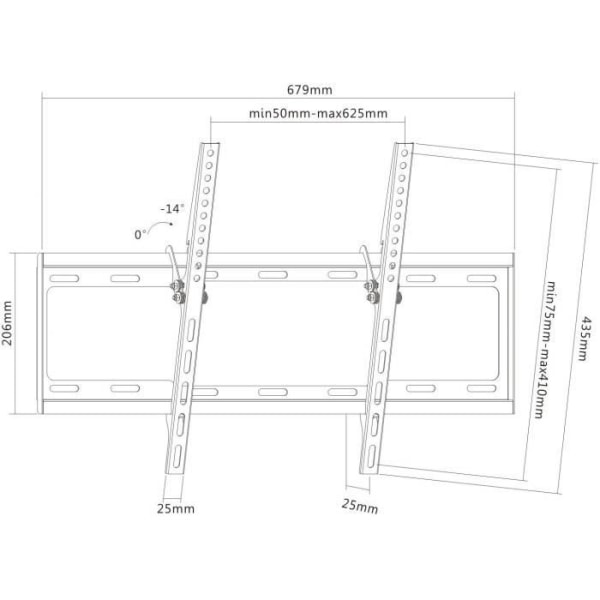 PureMounts BT600 TV väggfäste med 81-165cm (32-65"), VESA: 600x400, lutbar: 0°--14°, Avstånd från vägg: 35mm, Ch 2116