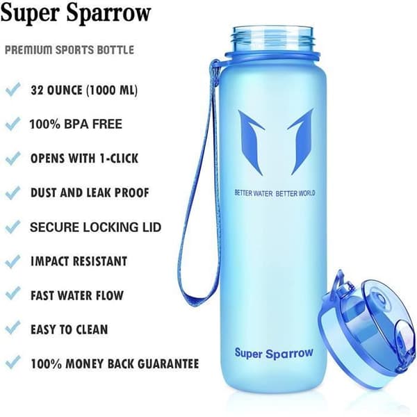 Super Sparrow Vattenflaska - Flaska, 1000ml, Blå