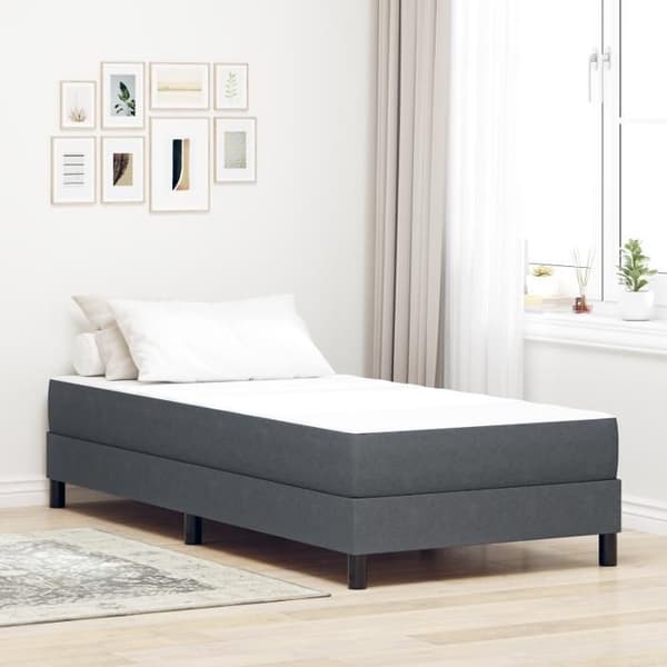 Mörkgrå medium boxfjädrar sängmatta 90x200x20 cm i tyg