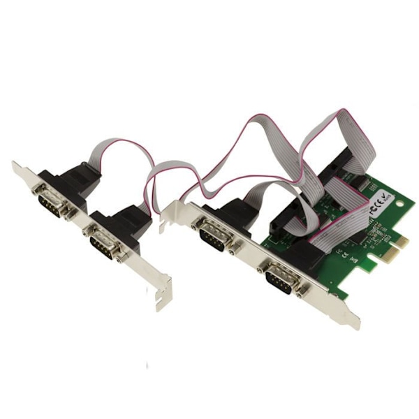 PCI Express PCIe Seriell RS232 4-portars styrkort med ASIX AX99100 Chipset. Med LÅG och HÖG PROFIL fästen