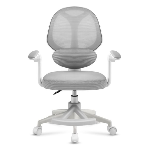 Justerbar barnkontorsstol MARK ADLER Junior 4.5 Grå - Ergonomisk, Fällbara armstöd, Självlåsande hjul Vit