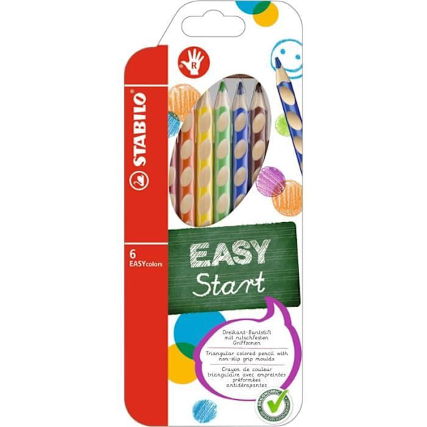 Färgpenna - STABILO - EASYcolors - Ergonomisk högerhänt - Bly 4,20 mm - Set om 6 Blandad