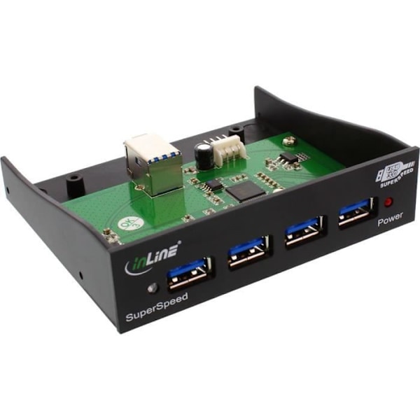 USB-hubb - InLine - 4 portar - USB 3.0 - Kompatibel med USB 2.0 - Svart