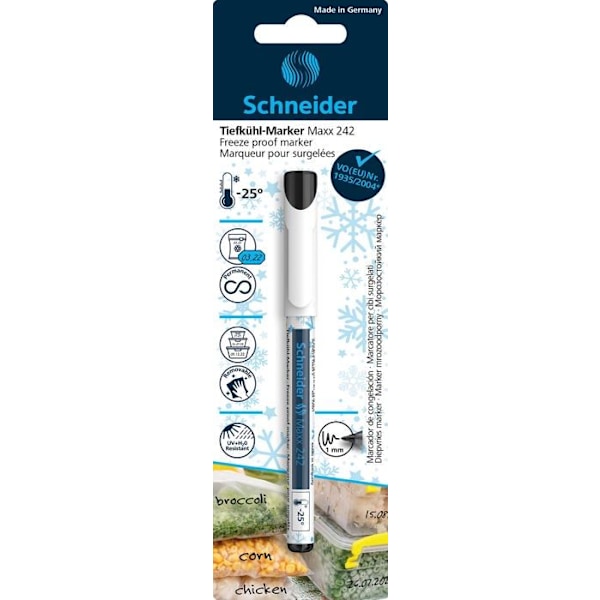 Schneider - S-72421 - Maxx 242 Markör för frysta livsmedel (Linjebredd 1 mm, Frostbeständig upp till -25 C) Svart