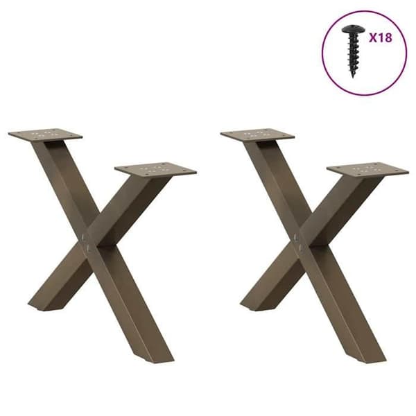 vidaXL X-formade soffbordben, 2 delar, naturlig stål, 60 x (30-31) cm 4012883