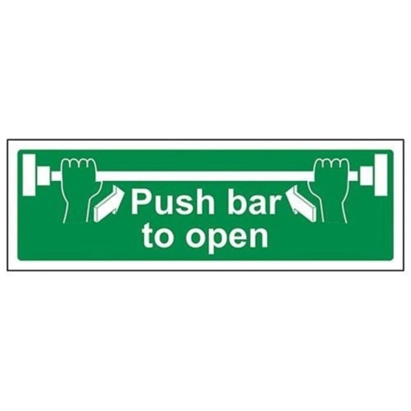 Vsafety - 22001AX-R2 - Push Bar To Open Sign - Landskap - 300 mm x 100 mm - 2 mm styv plast