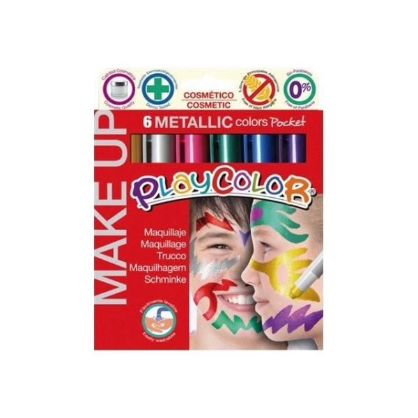 Playcolor MAKE UP Icke-permanent ansiktssminkmarkör Blandade metalliska färger 6-pack