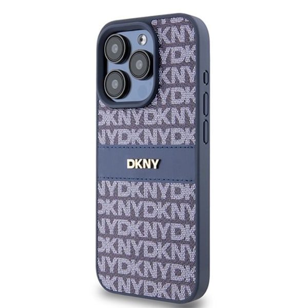 IPhone 15 Pro Fodral - DKNY Läder Mono Rand & Metall Logotyp (DKHCP15LPRTHSLB) - Blå