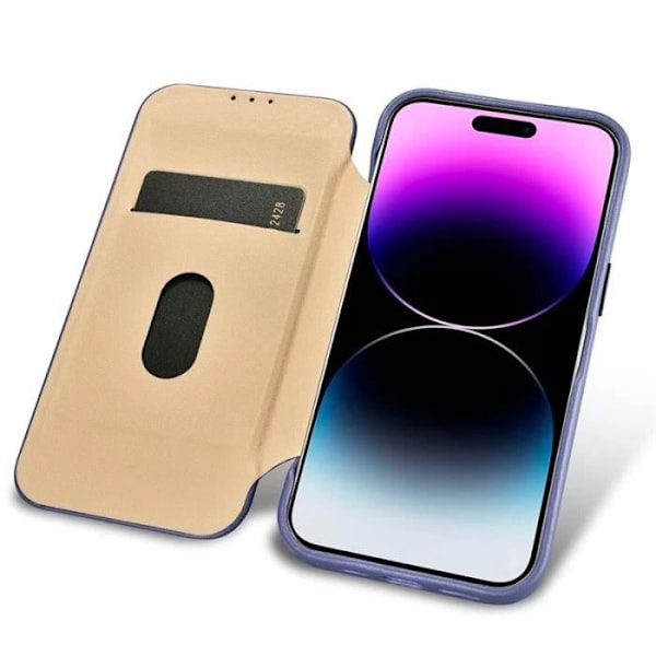 iPhone 14 Pro - iCARER Folio-fodral i äkta läder med MagSafe & magnetstängning (lila) Mauve