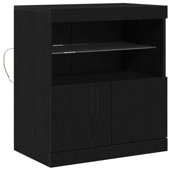 vidaXL Buffé LED Svart 60,5 x 37 x 67 cm Ingenjörsträ 863029
