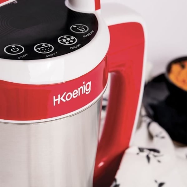 Värmeblender - H.Koenig - MXC18 - 850 W - 1,1 L - Inox - 2 tillagningsprogram - röd Rött, grått och vitt