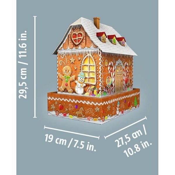 3D pussel Julhus i pepparkakor - Ravensburger - Monument 257 bitar - utan lim - byter färg - Från 8 år