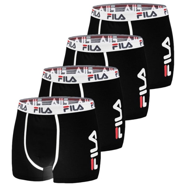 FILA boxershorts i bomull för män - Paket med 4 - Stretchkomfort - Svart Svart jag