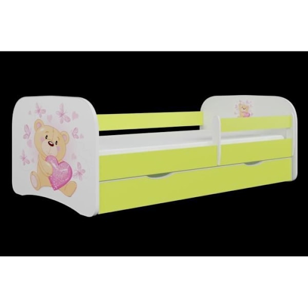 Kocot Kids Cot Babydreams, grön teddy, fjärilar utan låda, madrass 160/80 - 5903271997633