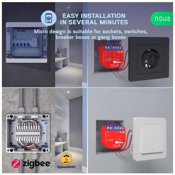 Nous B1Z ZigBee Smart Switch Modul (1 kanal, ingen energimätning)