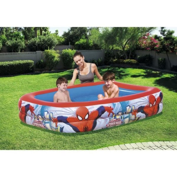 Spider Man rektangulär pool - BESTWAY - 2 rör - 201x150x51 cm - Pojke - Från 6 år