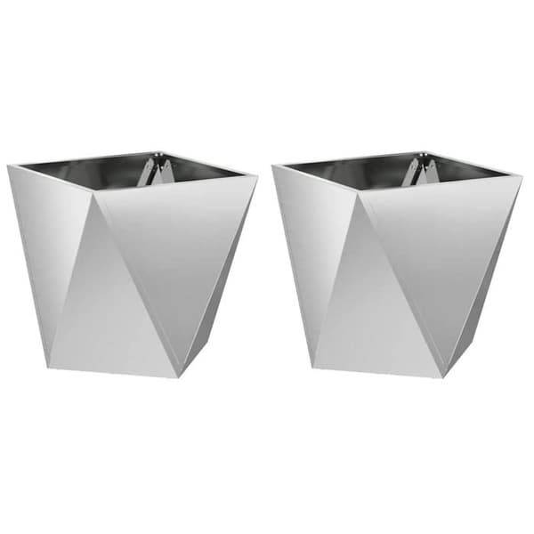 Galvaniserad stålplanteringslåda - vidaXL - 2 delar - Silver - 40x40x40 cm - Montering krävs - Robust
