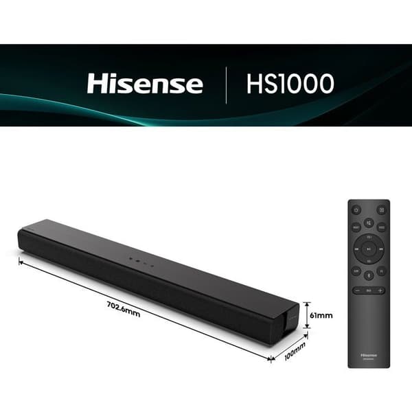Ljudbar - HISENSE - HS1000 - Dolby Atmos - Surround - Bluetooth Svart