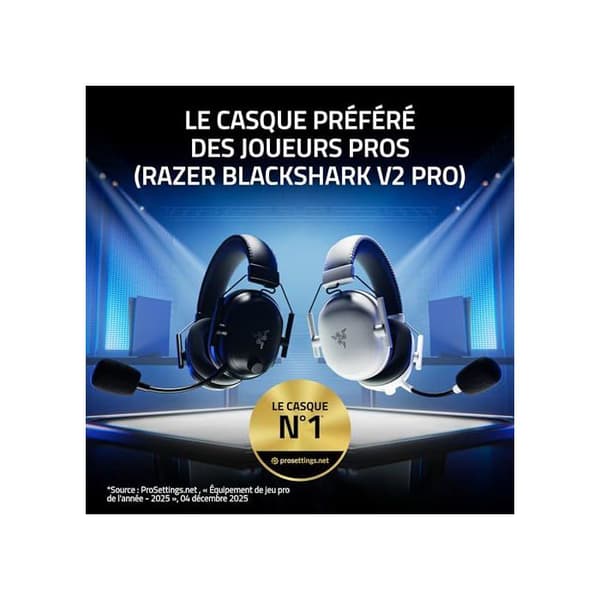 Gamingheadset - Razer - Blackshark V2 Pro - Tempest 3D-ljud - Unidirectionell mikrofon - USB-C/Bluetooth 5.2 Svart