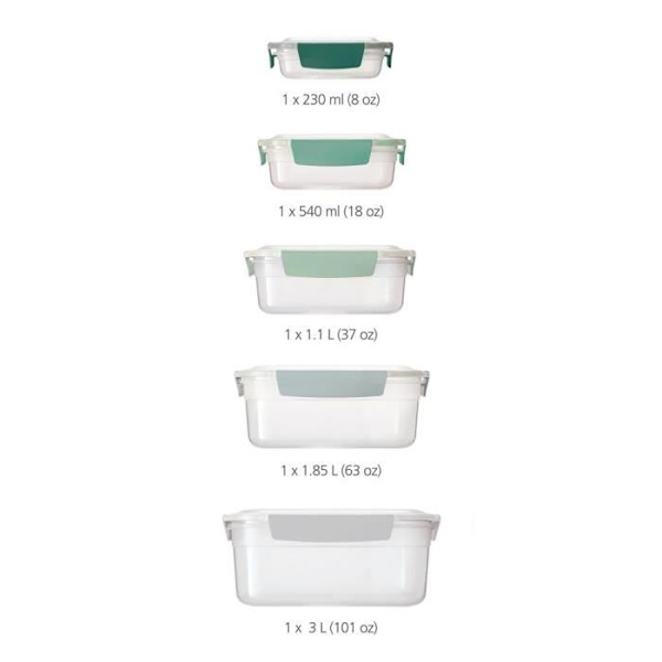 Joseph Joseph Nest™ set med 5 kompakta plastförvaringsbehållare, grön (81127)