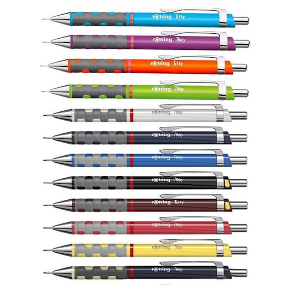 rOtring Tikky färgkodad mekanisk penna, svart kropp, 0,70 mm