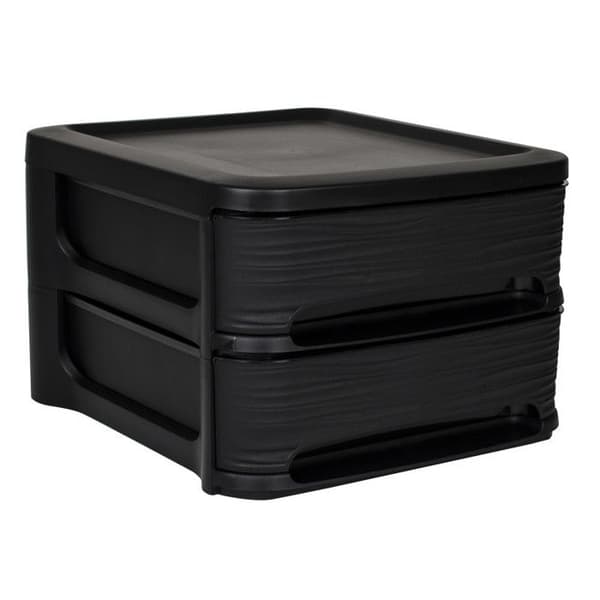 Förvaringsmodul 2 Lådor 32 x 37 cm - Format A4+ - 3D-reliefdesign Svart