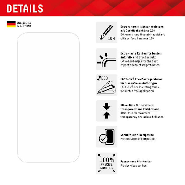 Skal till iPhone 16 Plus - Displex Real Glass 2D - Genomskinlig