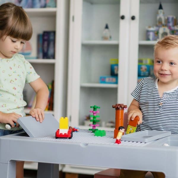 Multifunktionellt aktivitetsbord - THERMOBABY - MULTIPLAY - Med 2 stolar - Grå / Blå blå