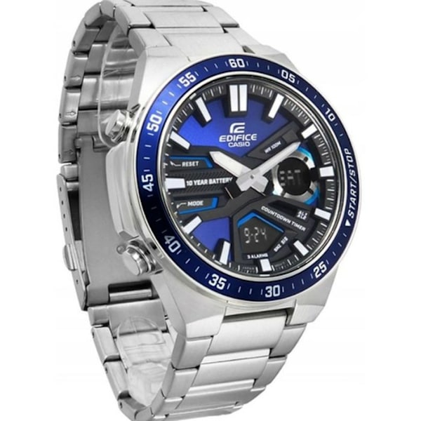 Casio EFV-C110D-2AVEF herrklocka - grått rostfritt stål - 10 Atm - Dubbel skärm Pengar