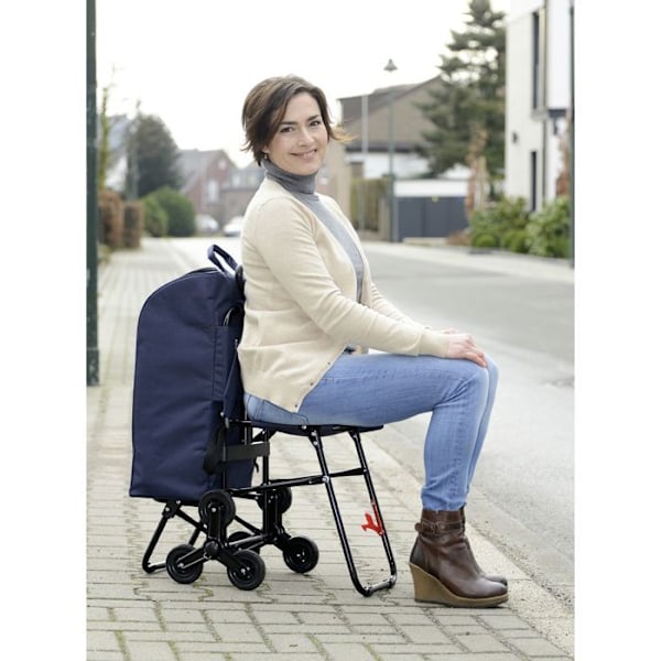 Wenko - Shoppingvagn med sits - Isolerad väska 35 L - Mörkblå mörkblå - svart