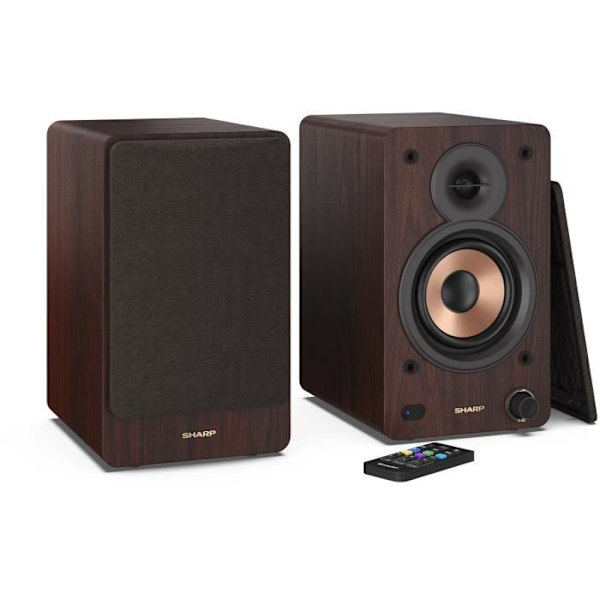 Bluetooth-högtalare - SHARP - CP-SS30(BR) - Brun bokhylla - 2x 30W - 2-vägs - Trådlös - 60W RMS kastanj
