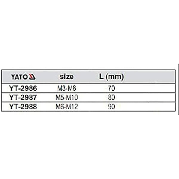 Stöd för spärrnyckel - YATO - YT-2987 - M5 till M10 - Kompatibel med fordon - Hög kvalitet Svart