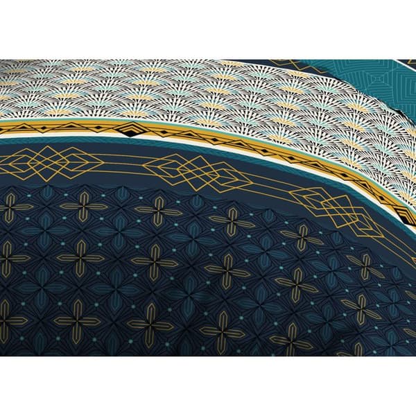Påslakan 240x260 + 2 örngott - Microfiber - Biarritz Blå, Guld, Vit