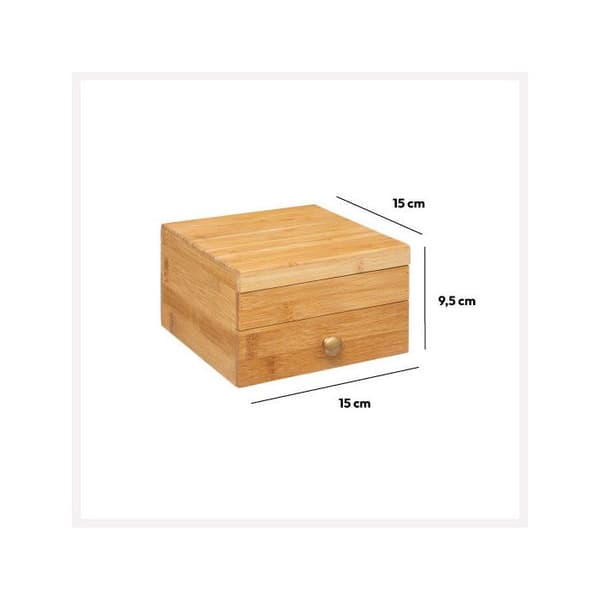 Liten smyckeslåda med spegel i bambu - 5five beige