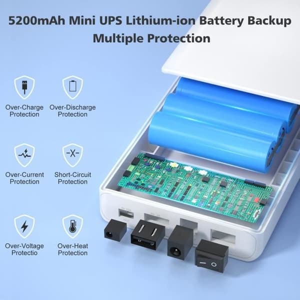 Batteripack - NASTIMA - 5200mAh - 12V/9V DC & 5V USB - Litiumjon - Laddare ingår