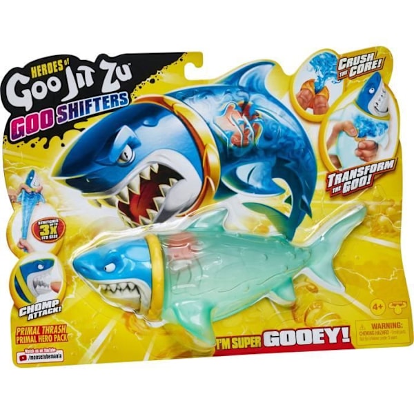 Trash Shark Figur - Älgleksaker - Goo Jit Zu - Blå - Utdragbar - 14 cm Blå