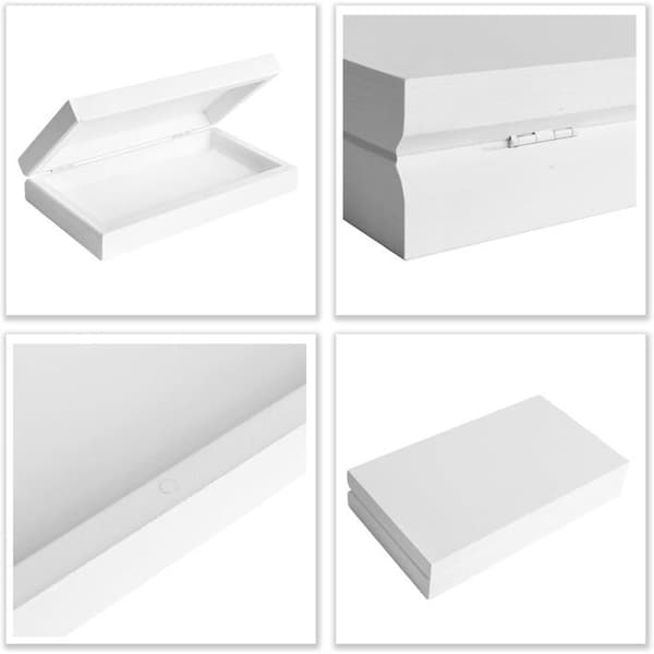 Förvaringslåda för pennor - CREATIVE DECO - Creative Deco - Furu - Magnetlock - Vit 18x10x3,5 cm Vit