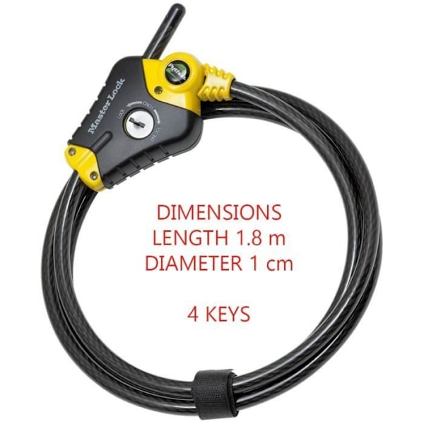 Stöldskydd - MASTER LOCK - Python 8433EURD - Justerbar längd från 30 cm till 1,8 m - Vridet stål - Svart