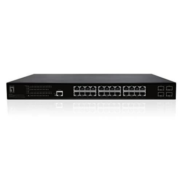 Switch - LEVELONE - GEP-2861 - 28 Gigabit Ethernet-portar + 4 SFP-portar - 24 PoE-portar - 390W Svart