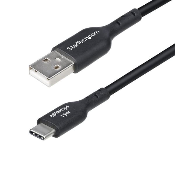 USB-A till USB-C kabel - STARTECH - 15 cm - Snabbladdning - Dataöverföring - Svart