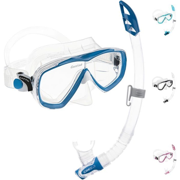 Cressi - DM340020 - Set Estrella + Gamma Combo Set Dykmask och snorkel Unisex-Vuxen, Transparent/Blå, One Size