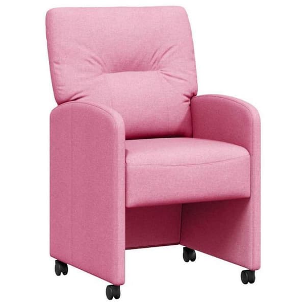 Matstol - VIDAXL - Set om 2 - Rosa - Med hjul - Armstöd - Polyester/Metall Ros