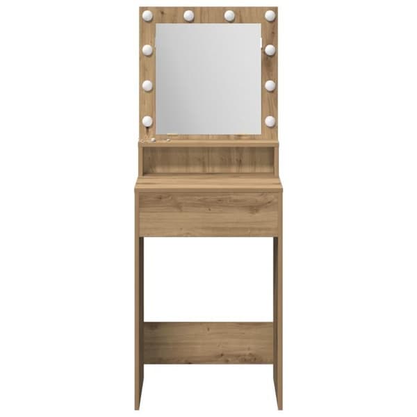 Coiffeuse - Ek Artisan - LED-belysning - 50x41x135 cm - Förvaring ingår Brun, Vit