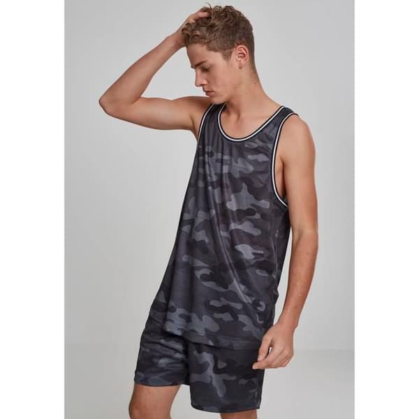 Tanktop - Urban Classics - MESH - Mörkgrå kamouflage - 100% polyester - Lös passform Grå S