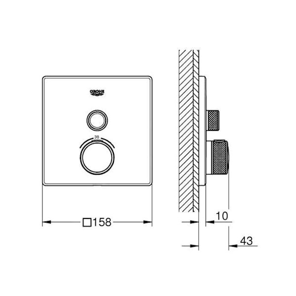 Grohe Grohtherm SmartControl Dold termostatisk duschblandare för 1 uttag, krom 29123000