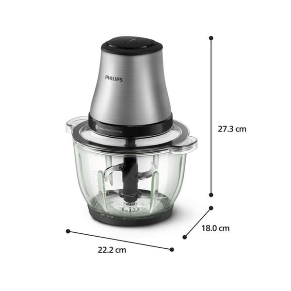Philips Mini hackare skål glas 2l 500w silver - HR1503/00 silver-