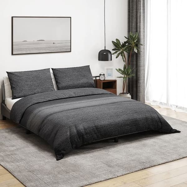 vidaXL Påslakanset Mörkgrå 240x220 cm Bomull 136479 mörkgrå
